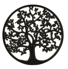 Strom v kruhu dřevěný černý