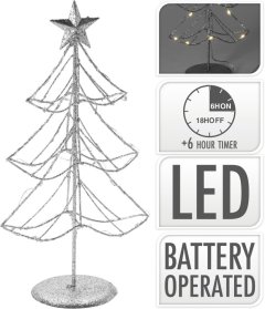 Stromek s hvězdou LED stříbrný fotorámečky, obrazy, hodiny - dekorace, hrnky, vázy, tašky