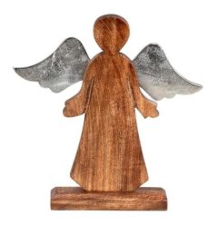 Anděl dřevo kovová křídla