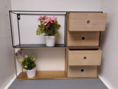 Polička kov dřevěné šuplíky Vanocni_dekorace - Kuchyňka a gastro vybavení - umělé květiny