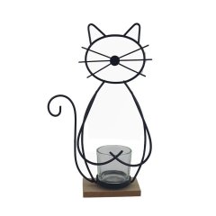 Dekorace na svíčku kočka K3599 Velikonoční dekorace - Ruční práce a tvoření - Svítidla - Svícny