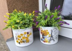 Obal keramika žluté květiny umělé květiny - dekorace, hrnky, vázy, tašky