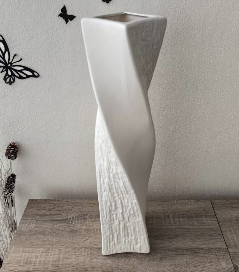 Váza bílá kroucená maxi - Dekorační vázy