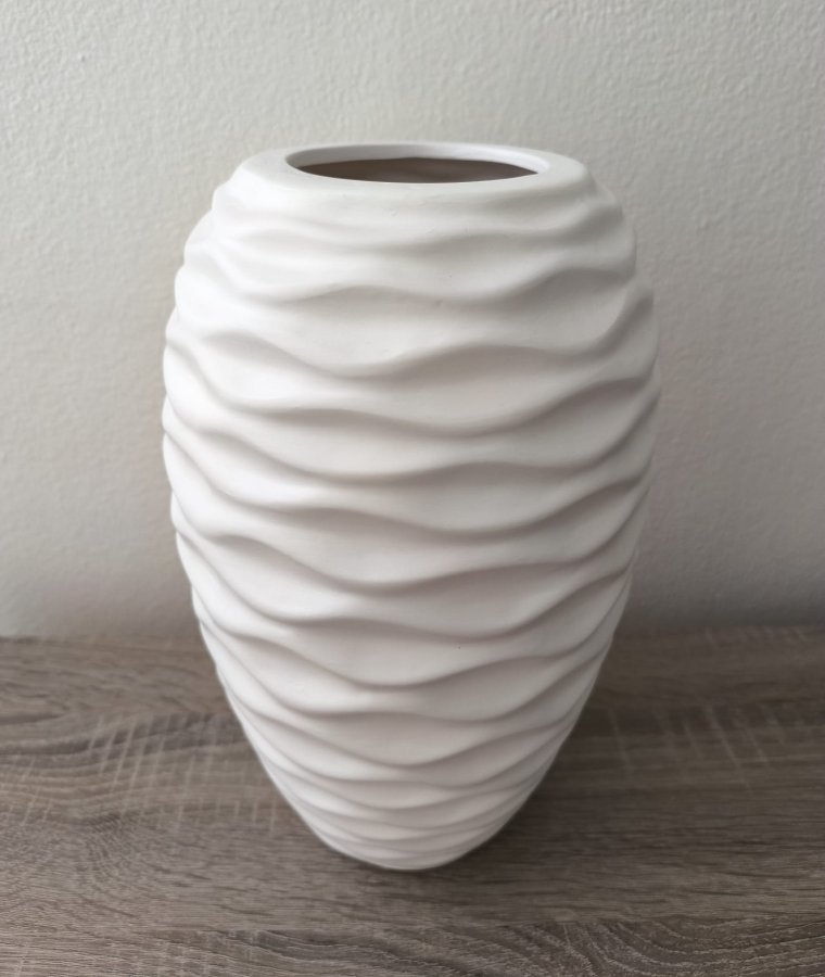 Váza bílá široká vlnky - Dekorační vázy