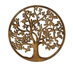 Strom v kruhu dřevěný hnědý umělé květiny - kovové figury, zápichy, zahradní dekorace - umělé květiny