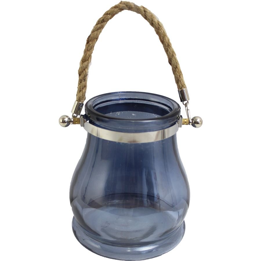 Skleněná dekorace modrá 18cm S0043
