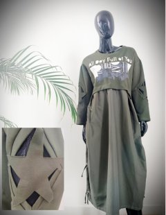 Dlouhé mikinové šaty Army girl Dámské šaty - celoroční