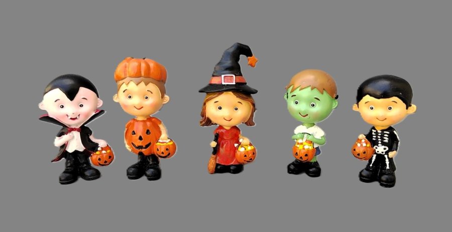 Figurky Halloween 5 druhů - dekorace, hrnky, vázy, tašky