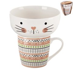 Hrnek + miska porcelánový set kočka 0,35 l O0497 Keramika a porcelán