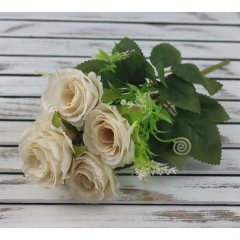 Krabičky, stojánky a zásobníky - kytice růží mini 32 cm, KRÉMOVÁ kytice růží mini 32 cm, KRÉMOVÁ