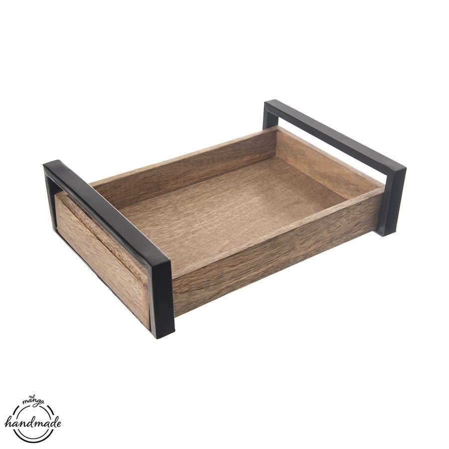 Tác dřevo/kov MANGO 31x22 cm malý - Dům, byt a zahrada