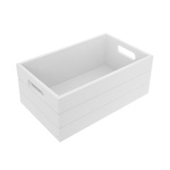 Bedýnka dřevo 36x26x15 cm bílá Umělé květiny, větvičky, pugety - Dárkové koše