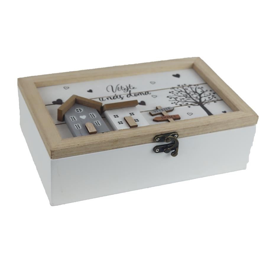 Krabičky, stojánky a zásobníky - Úložné boxy - Dřevěný box D6804 Dřevěný box D6804 - Úložné boxy