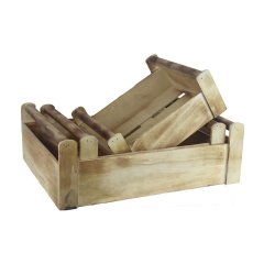 Dřevěná bedýnka, S/3 D6220 Umělé květiny, větvičky, pugety - Dárkové koše