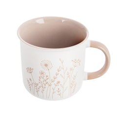Hrnek porcelánový KVĚT 0,4 l sv. hnědá O0482-20 Dům, byt a zahrada