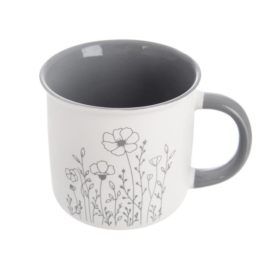 Dům, byt a zahrada - Hrnek porcelánový KVĚT 0,4 l šedá O0482-21 Hrnek porcelánový KVĚT 0,4 l šedá O0482-21 - Dům, byt a zahrada