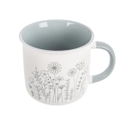Hrnek porcelánový KVĚT 0,4 l zelenkavá O0482-15 Dům, byt a zahrada
