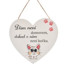 Cedule dřevo srdce CAT HOME O0524 Umělé květiny, větvičky, pugety - Klasické fotorámečky - Dárkové potřeby