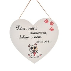 Cedule dřevo srdce DOG HOME O0523 Umělé květiny, větvičky, pugety - Klasické fotorámečky - Dárkové potřeby