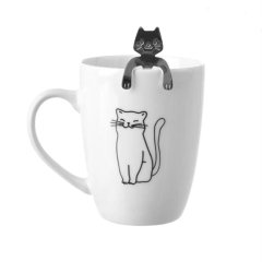 Hrnek porcelán + lžička kočka O0577