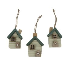 Domeček k zavěšení, 3 ks D7557-015 Krabičky, stojánky a zásobníky - Vánoční dekorace