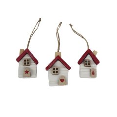 Domeček k zavěšení, 3 ks D7557-08 Krabičky, stojánky a zásobníky - Vánoční dekorace