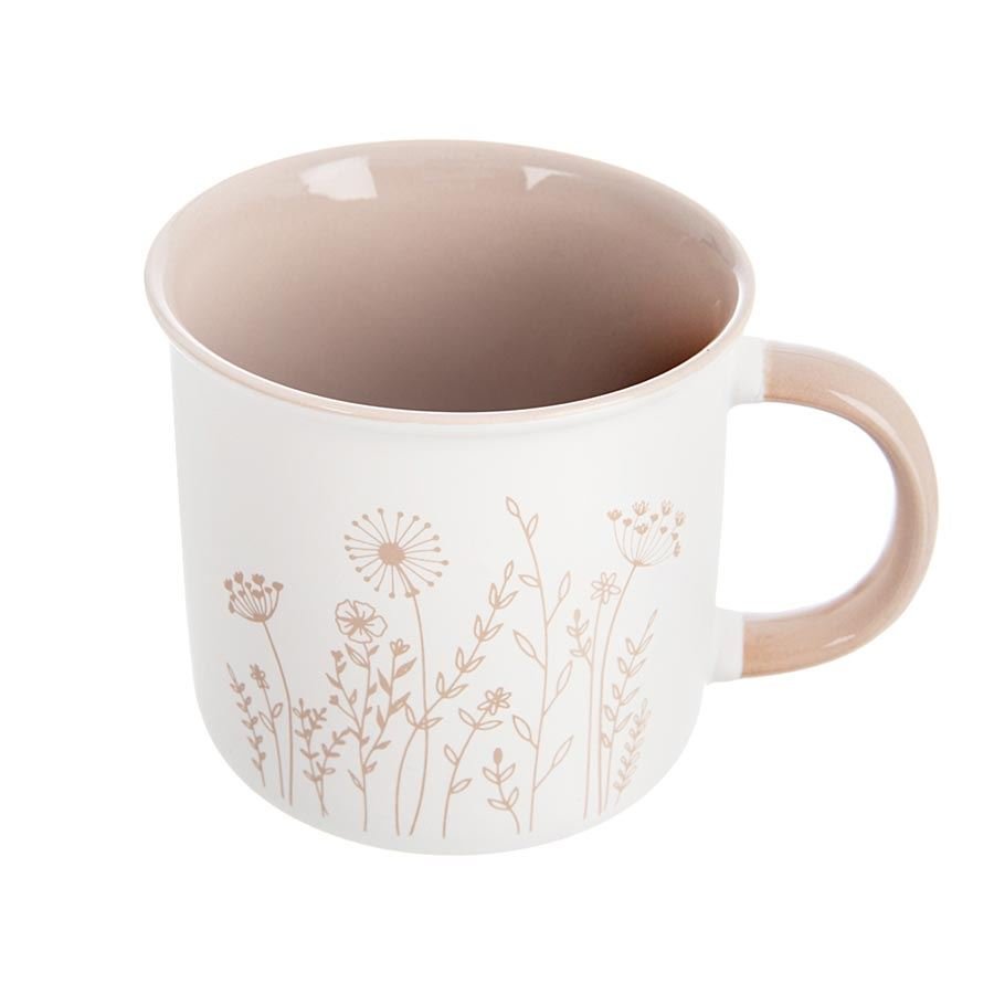 Hrnek porcelánový KVĚT 0,4 l sv. hnědá O0482-20 - Dům, byt a zahrada