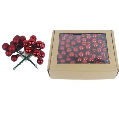 Skleněné baňky na drátku červené, pr. 2cm, S0570-34/BOX 144 ks Krabičky, stojánky a zásobníky - Vánoční dekorace