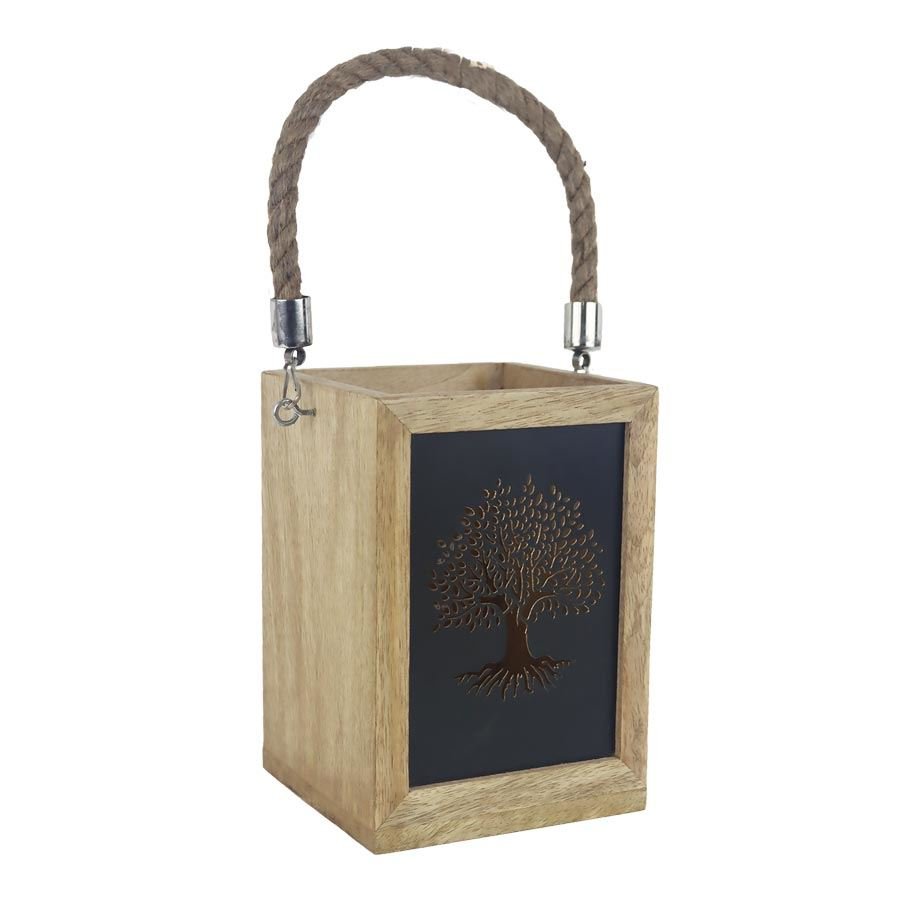 Svícen dřevo/kov MANGO Strom života - Svícny
