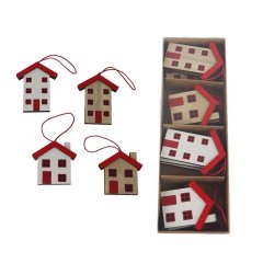 Dekorace domeček k zavěšení, 12 ks D7288 Krabičky, stojánky a zásobníky - Vánoční dekorace