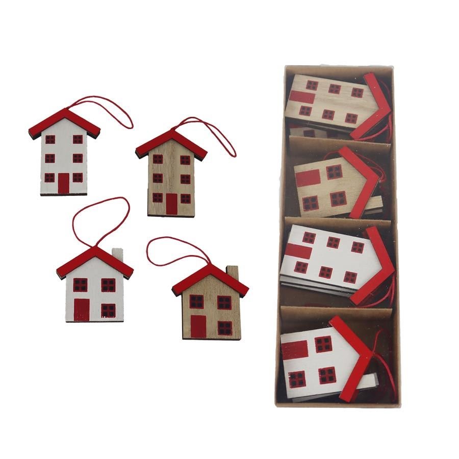 Krabičky, stojánky a zásobníky - Vánoční dekorace - Dekorace domeček k zavěšení, 12 ks D7288 Dekorace domeček k zavěšení, 12 ks D7288 - Vánoční dekorace