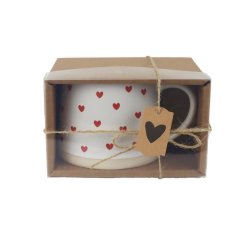 Keramický hrnek srdíčka v krabičce X7651/S1 Dům, byt a zahrada