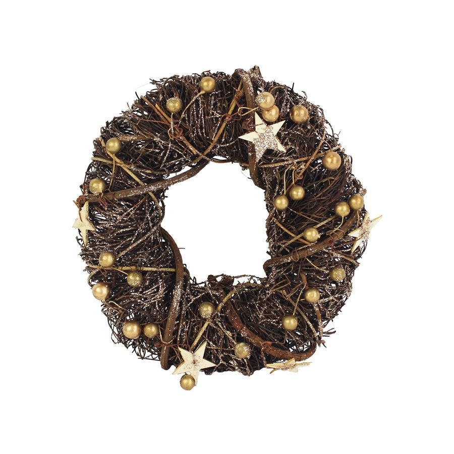 Krabičky, stojánky a zásobníky - Vánoční dekorace - Věnec se zlatými ozdobami pr.24cm P0472 Věnec se zlatými ozdobami pr.24cm P0472 - Vánoční dekorace