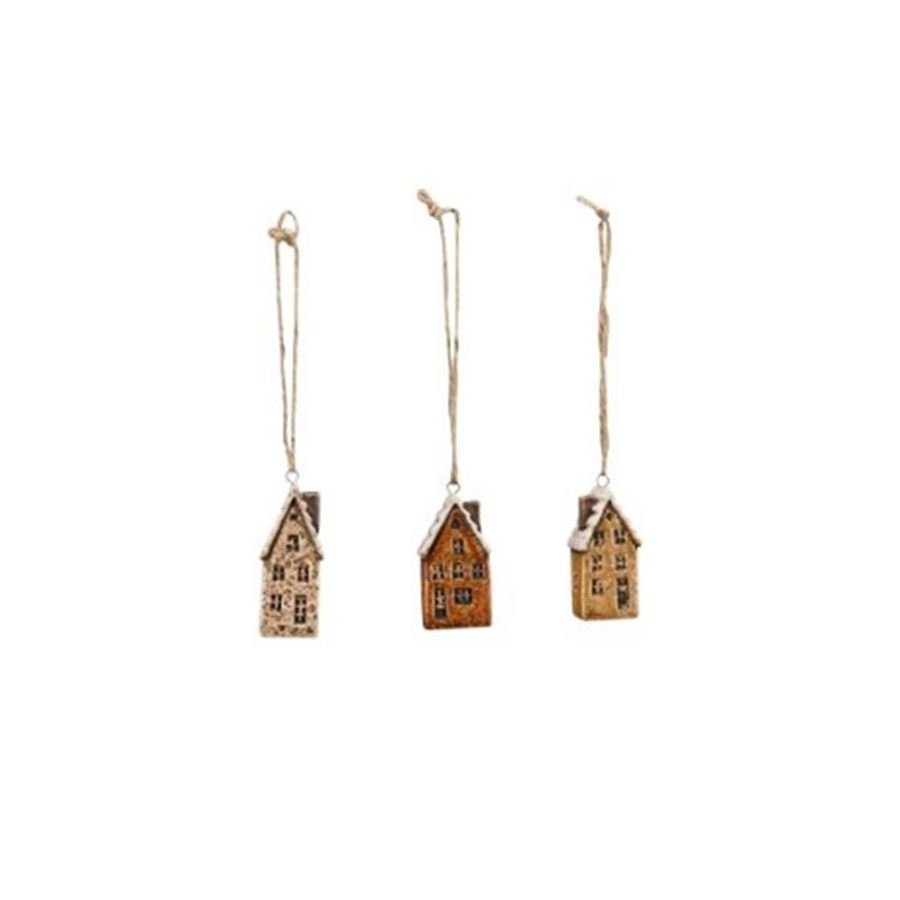 Krabičky, stojánky a zásobníky - Vánoční dekorace - Domek k zavěšení, 3 ks 371575 Domek k zavěšení, 3 ks 371575 - Vánoční dekorace
