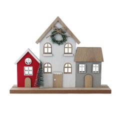 Dekorace dřevěná vesnička D7186 Krabičky, stojánky a zásobníky - Vánoční dekorace