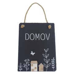 Břidlicová tabulka s nápisem DOMOV X6753 Krabičky, stojánky a zásobníky - Velikonoční dekorace