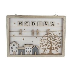 Závěsná dekorace s kolíčky RODINA D6121 Umělé květiny, větvičky, pugety - Klasické fotorámečky