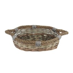 Košík oválný šedý malý P2039/M Umělé květiny, větvičky, pugety - Dárkové koše