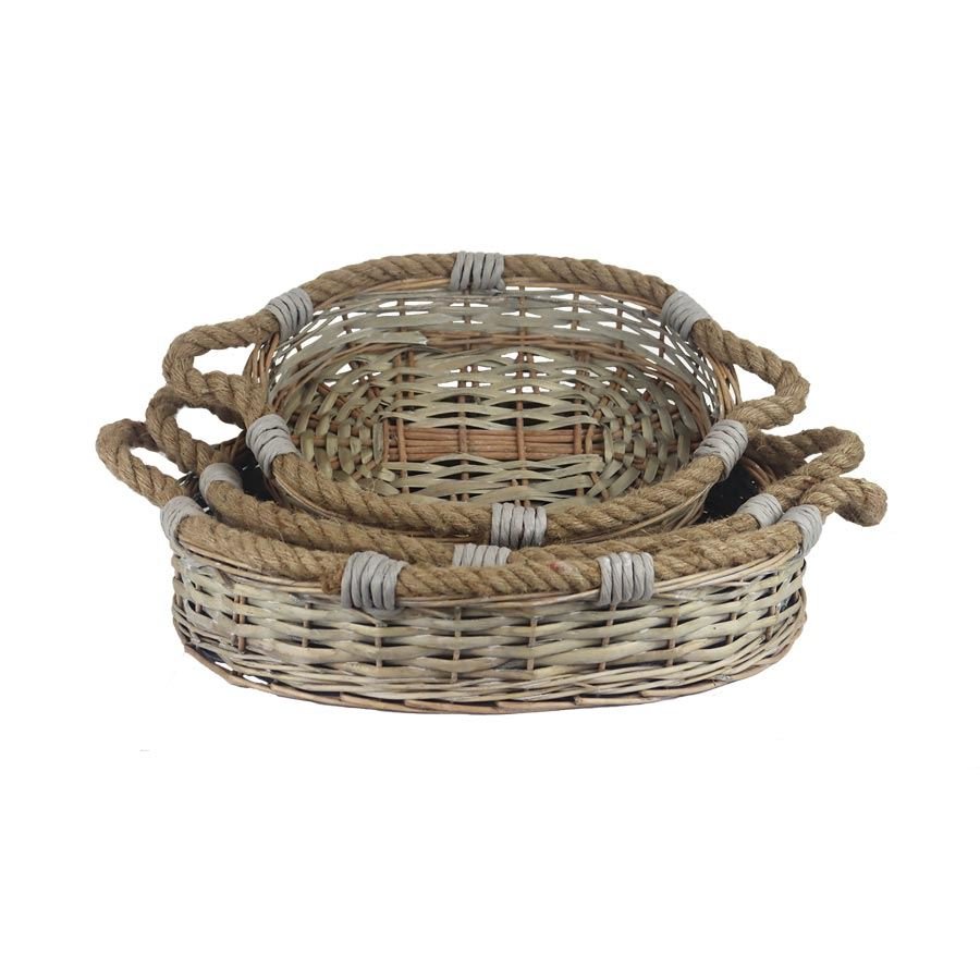 Košík oválný šedý, S/3 P2039 - Dárkové koše