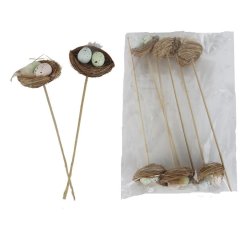 Zápich hnízdo s vajíčky, 6 ks P2383 Krabičky, stojánky a zásobníky - Velikonoční dekorace