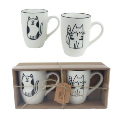 Porcelánový hrnek kočka, 2 ks X6975 Dům, byt a zahrada