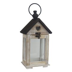 Dřevěná lucerna D7082 Krabičky, stojánky a zásobníky - Svícny