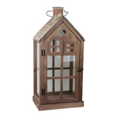 Dřevěná lucerna D7089/B Krabičky, stojánky a zásobníky - Svícny