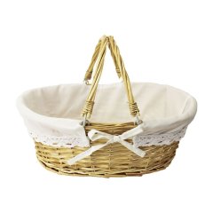 Košík se dvěma uchy přírodní P0068 Umělé květiny, větvičky, pugety - Dárkové koše