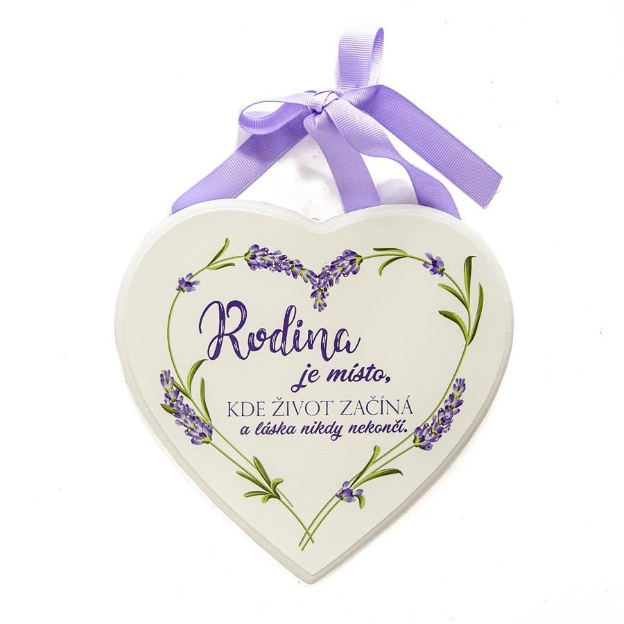 Srdce dřevo bílé Rodina - Velikonoční dekorace