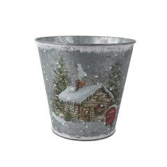 Vánoční květináč plechový K4481/2 Dům, byt a zahrada