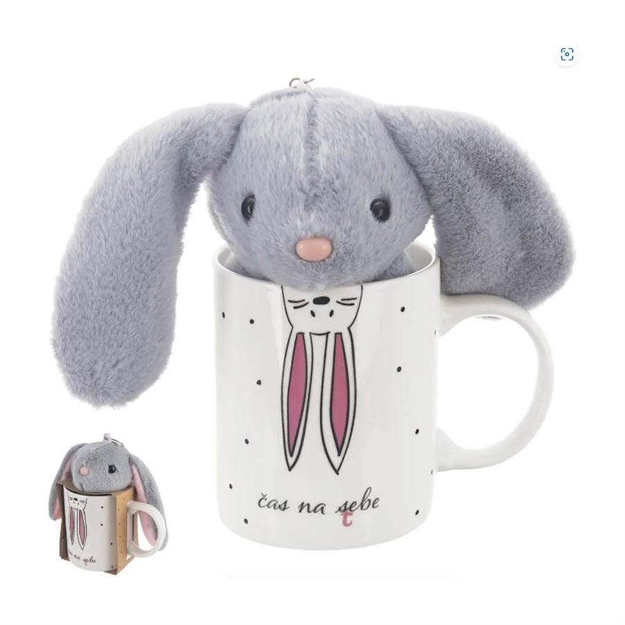 Hrnek porcelánový + hračka zajíček 0,39 l O0322 - Dům, byt a zahrada
