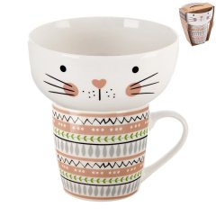 Hrnek + miska porcelánový set kočka 0,35 l O0497 Dům, byt a zahrada