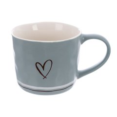 Hrnek porcelánový SRDCE 0,4 l modrá O0644-13 Dům, byt a zahrada
