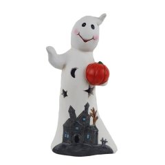 Halloweenská dekorace duch s LED osvětlením X6180 Krabičky, stojánky a zásobníky - Vánoční dekorace